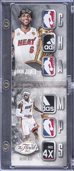 2014-15 Panini Preferred "Miami Heat Champs" #2 LeBron James Finals Game Used Jersey Logo Tags Booklet Card (#1/1) 